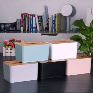 cocolala-กล่องทิชชู่ กล่องทิชชู่ฝาไม้ไผ่ ทิชชู่ไม้ กล่องใส่ทิชชู่ มีฝาไม้ ทิชชู่ กล่องเก็บ กล่อง ฝาลายไม้ #G-0002