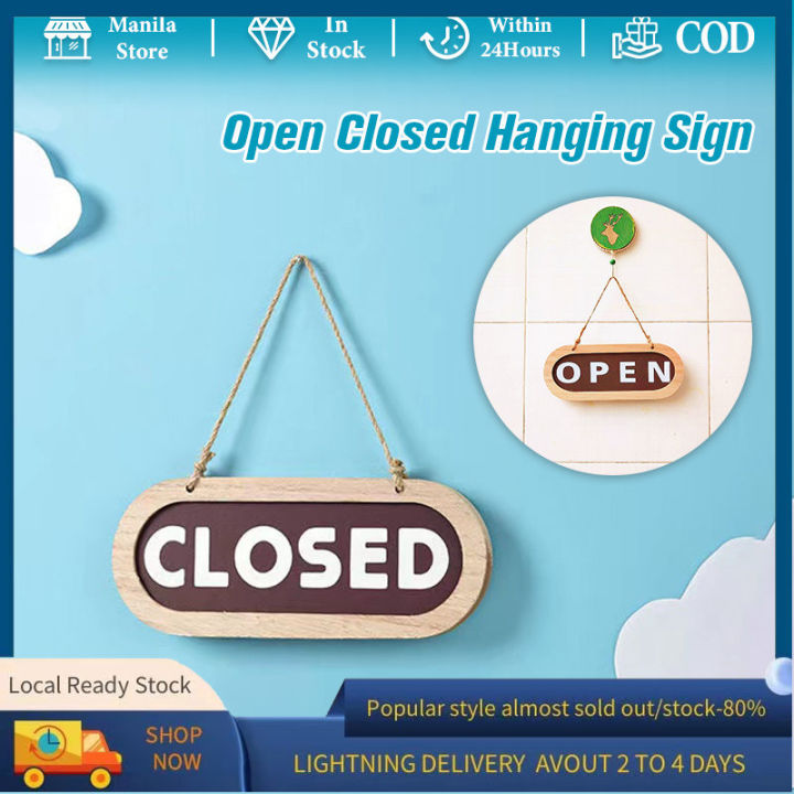 Wooden Business Open Closed Sign Double Sides Open Closed Sign for ...