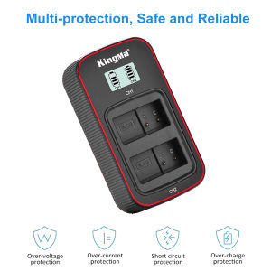 [KingMa] DMW-BLC12 Camera Replacement Batteries (two) and Smart LCD Display Dual USB Charger Set OR Single Battery for Pan. Lumix DMC-FZ200 DMC-FZ1000 DMC-G5 DMC-G6 DMC-G7 DMC-GX8 DMC-G85 DMC-GH2 (BLC12)