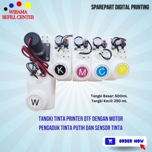 Tangki Tinta Printer DTF dengan Motor Pengaduk Tinta Putih dan Sensor Tinta