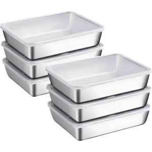 Square Food Storage Container Stainless Steel Airtight Box with Clear Lid Tiramisu Cake Shaping Tray Kotak Penyimpanan