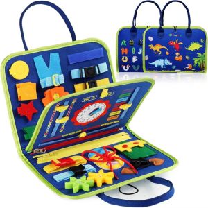 JFDHGR Creative Cute Felt Busy Board Cartoon Life Skills 3D Quiet Activity Book Sensory Education Book DIY Busy Board Montessori Toys Preschool Learning