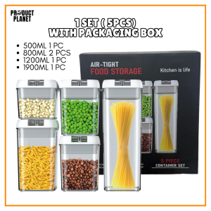 5-IN-1 Airtight Food Storage Container Set BPA-Free for Food Liquid Dried Fruit Storage Container Bekas Simpanan Makanan Kedap Udara 新款食品密封罐套装含彩礼盒