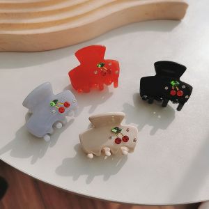 NOVELLEO Sweet Acrylic Korean Hair Accessories Hair Claws Women Hairpin Cherry Hair Clip Headwear