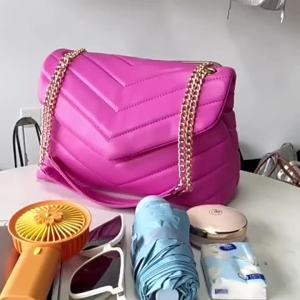Cross-border Commuting Soft Bag Single Shoulder Crossbody Handbag for Women with Metal Chain Embroidery bagV Versatile Chain Quilted Bag