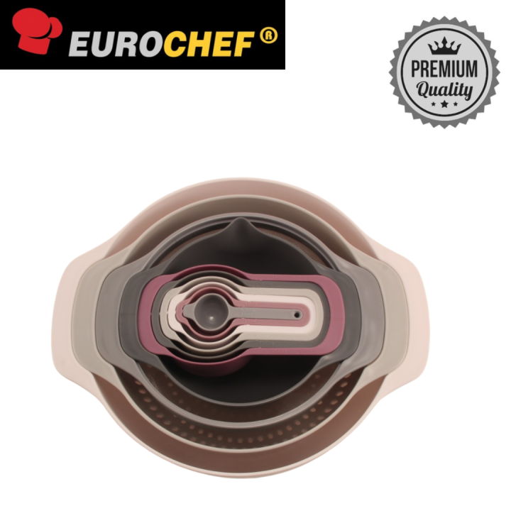 Eurochef MB10 10pc Nesting Mixing Bowls Set of 10 with Measuring Guide