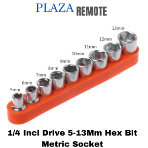 KONEKTOR SOCKET DRIVER HEX HEAD BIT SOCKET SET KUNCI WRENCH 1/4 ADAPTER 5-13 MM 9 PCS / PC