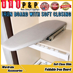 CABINET SOFT CLOSING IRON BOARD WITH ROTATABLE AND FOLDABLE PULL OUT CAN INSERT OR INSTALL IN CABINET