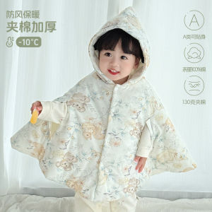 Baby cape for autumn and winter warmth infant cloak a Windproof padded thickened childrens windbreaker jacket for outdoor use