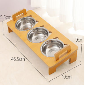 AP AIMAYAPET Elevated Cat Food Bowl Set 3 Stainless Steel Anti-Vomiting Safe Indoor Cat Water Bowls Solid