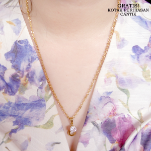 Kalung Titanium Asli Wanita Dewasa Cantik Anti Luntur - Anti Karat Model Korea Terbaru Free Liontin Cindy Gratis Kotak - Lovelybutik