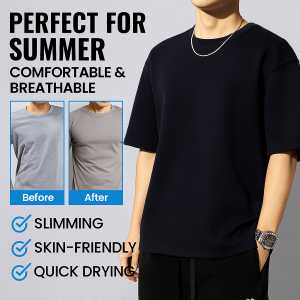 Casual Round Neck Pullover T-shirt Loose Comfort Breathable Top Cotton Clothing Plus Size M-3XL