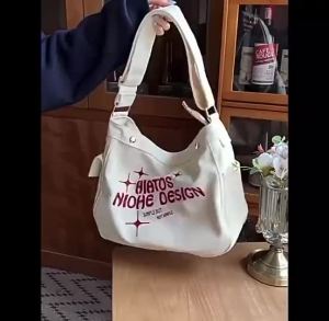 Skymall - Fashion Embroidery Multi-Pocket Canvas Large-Capacity Letters Messenger Bag 1166