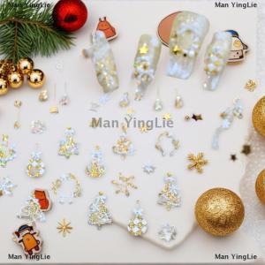 [COD] Man YingLie Cute Christmas Style Bow Colorful Snowflake Christmas Tree Nail Art Stickers Girly Nail Art Print Stickers Women Nail Decor Gift