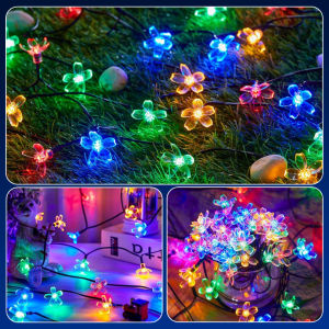<𝙇𝒂𝙯𝑺𝙜𝑴𝙖𝒍𝙡> Flower LED Solar Christmas Lights Waterproof strip Light Cherry String Light Party Garden Decoration