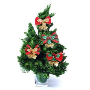 Mini Plaid Bow Christmas Tree Decoration Bell Ornament DIY Festive Christmas Gift Box Accessories