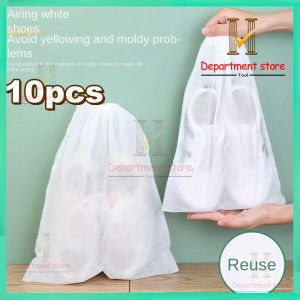 【Ready Stock】10PCS Portable Drawstring Shoes Clear Storage Bag Dust Bags Travel Pouch