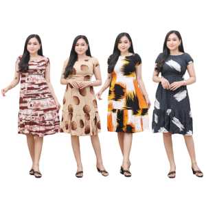 Daster Mini Dress Motif Kerut Pendek Rayon Premium