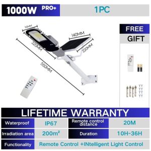 YC Solar Street Lights Waterproof LED Solar Light Outdoor 10000W50X Bright Solar Lamp Heavy Duty