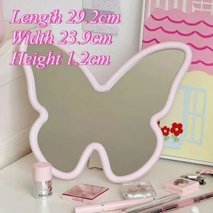 Sacesr Butterfly Folding Mirror Aesthetics Cute Dressing Table Mirror Wood Portable Womens Makeup Mirrors Home Bedroom Desk Decor T6H1N