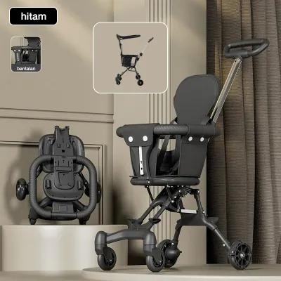 BEIGE Stroller Bayi Lipat 2 Arah Muatan 60kg Ringan Mudah Dibawa