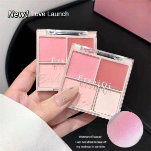 JIANGZHIB ErshiQi บลัชออน 4 สีแผ่นตัดแต่งไฮไลท์สีขยายธรรมชาติแต่งหน้าอย่างเป็นธรรมชาติบลัชออนอเนกประสงค์