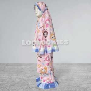 Mukena Anak Motif Labubu Usia 3-10 Tahun - Fashion Muslim Perempuan Atasan Bawahan Dan Tas Kekinian Terlaris