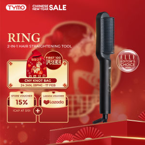【ELLE Editors Choice 2025】TYMO RING 2-in-1 Hair Straightening Comb Hairstyle | For All Hair | 5 Temps | Fast Heat