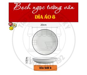 DĨA TRÒN GỐM SỨ MẪU BẠCH NGỌC TƯỜNG VÂN GL – SIZE 8