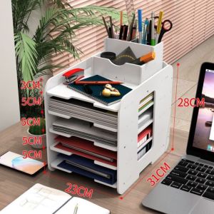 LUCK high-capacity desk organizer rack desk organizer book holder multi-Layer desk storage racks desktop boxes drawer large capacity desk storage book  5 layer office supplies storage box file holder storage box white magazine paper document organizer