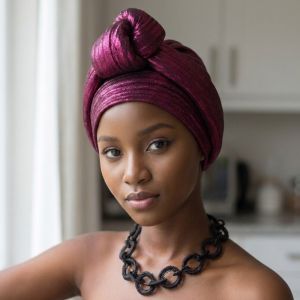 SVSAKZ168 Polyester African Gele Headwrap Shiny Front Knot Nigerian Yoruba Turban Chic Lightweight Elegant Headpiece For Women