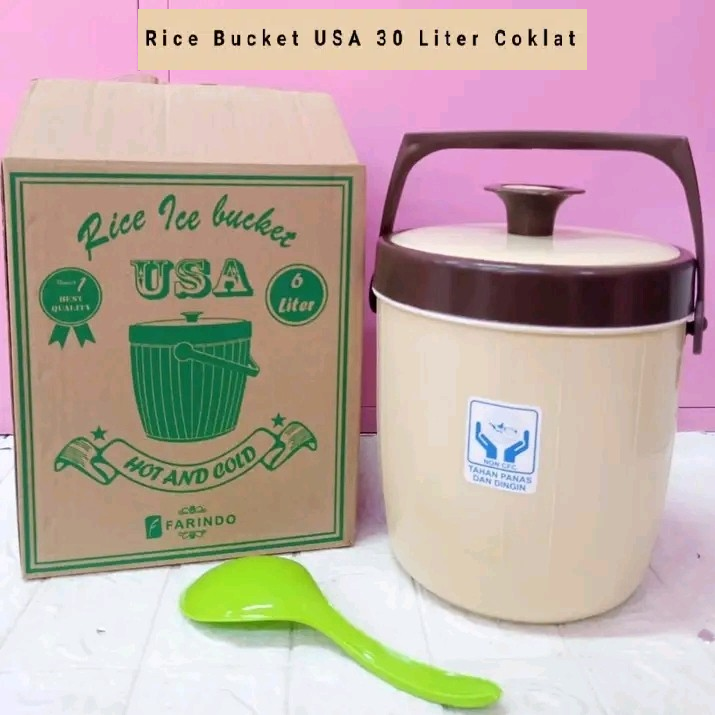 Rice Bucket USA 30 Liter Coklat | Lazada Indonesia
