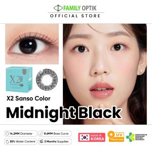 X2 Sanso Color Midnight Black Monthly Softlens Warna