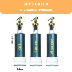 Maffy (3in1set)(4in1set) free funnel Kitchen glass blue oil bottle stainless steel leak-proof soy sauce vinegar seasoning bottle storage 350ml