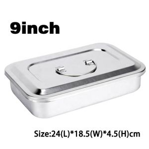 9/11.5 Inch Stainless Steel Dental Instrument Tray With Lid Sterilization Box For Medical Instrument