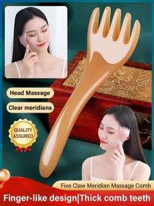 ✨Ergonomic Head Spa Brush/Head Scalp Massager/Resin Five-Claw Meridian Massage Comb/Relax Body/Shoulder Neck Knead/Not Hurt Skin