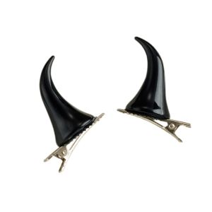 1pair Goth Horn Hairpin Carnivals Hair Clip Halloween Hairpin for Girl F3MD
