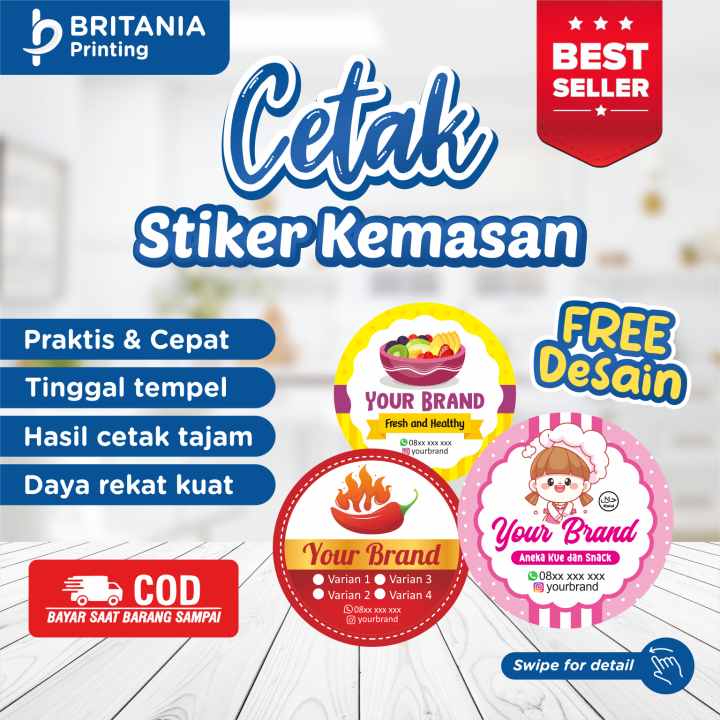 Cetak Stiker Label Produk Kemasan Makanan Bulat / Stiker Label Makanan ...