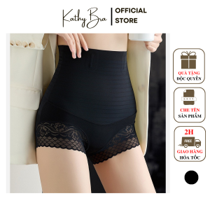 Q50 Quần Gen Nịt Bụng Cạp Cao KATHY BRA Viền Ren Chống Cuộn Chất Su Thoáng Khí