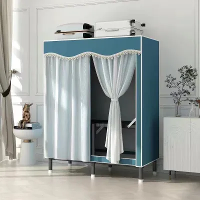 Clothes Cabinet Cupboard For Clothes Wardrobes Open Storage Cupboard Modern Steel Plate Simple Folding Wardrobe Installation-Free Steel Frame Rental Room Wardrobes Open Storage Cupboard