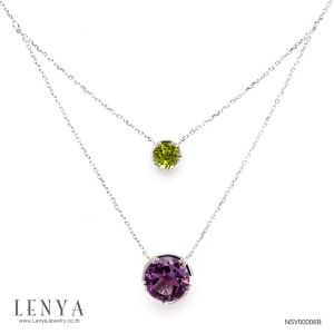 LENYA สร้อยคอพลอยอเมทิสต์ เสริมความสงบใจ มีสติ มั่งคั่ง ขนาด 10 มิล ตัวเรือนเงินแท้925 ชุบทองคำขาว