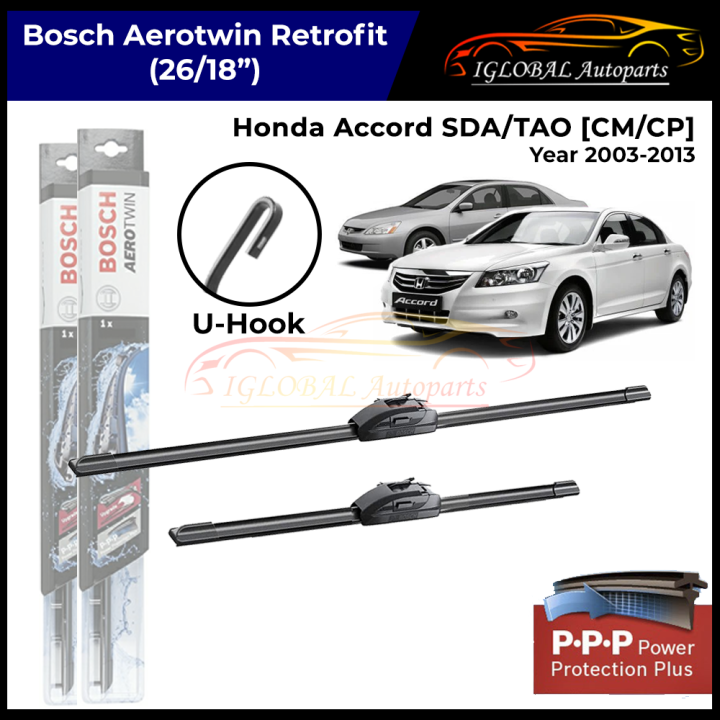 Honda accord windshield clearance wipers size