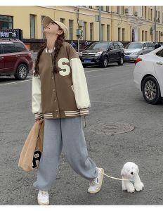 ใหม่ Nanisa เสื้อแจ็คเก็ตเบสบอล เสื้อกันหนาวแบบกระดุม เนื้อผ้าหนานิ่มทรงหลวม ลายใหม่ยอดฮิตเกาหลี ผ้าดีใส่สบาย