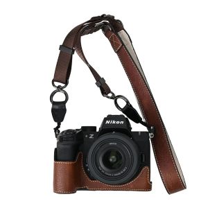 Litchi Pattern PU Leather Camera Half Body Case Cover For Nikon Z50ii With Shoulder Strap