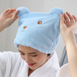 [FREESHIP] Khăn Trùm Đầu Thấm Hút Nước Tốt Làm Khô Tóc Hình Gấu Dễ Thương