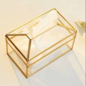 redy stok / kotak tisu kuningan dan kaca / box tisu unik