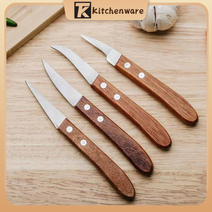 Fruit Carving Knife 4 PCS Set Small Professional Chef Wooden Handle 4PCS/SET  Carving Knife Kitchen Fruit Knife Professional Chef Food Fruit Carving Knife