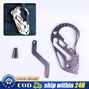 Outdoor EDC Stainless Steel Multifunctional Climbing Button Carabiner Key Chain Hanging Buckle Tool