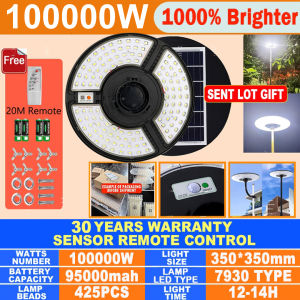 【Lifetime Warranty】UFO Solar light outdoor Solar street light heavy duty waterproof IP67 48500mAH Solar lamps energy saving motion sensor round Garden light Automatic spot light with sense remote control