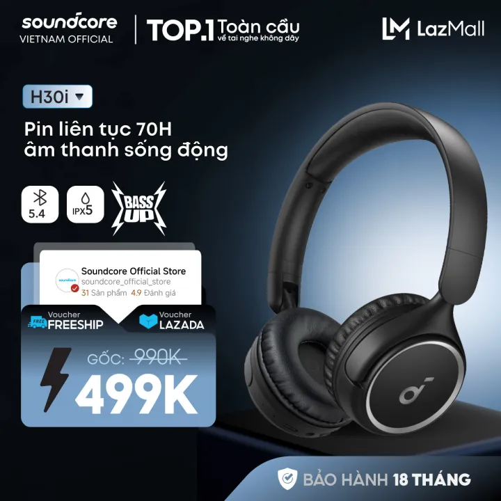 Tai nghe không dây chụp tai soundcore H30i | Hỗ trợ app | Pin khủng | Bluetooth 5.3 | BigBuy360 - bigbuy360.vn Tai nghe không dây chụp tai soundcore H30i | Hỗ trợ app | Pin khủng | Bluetooth 5.3 | BigBuy360 - bigbuy360.vn